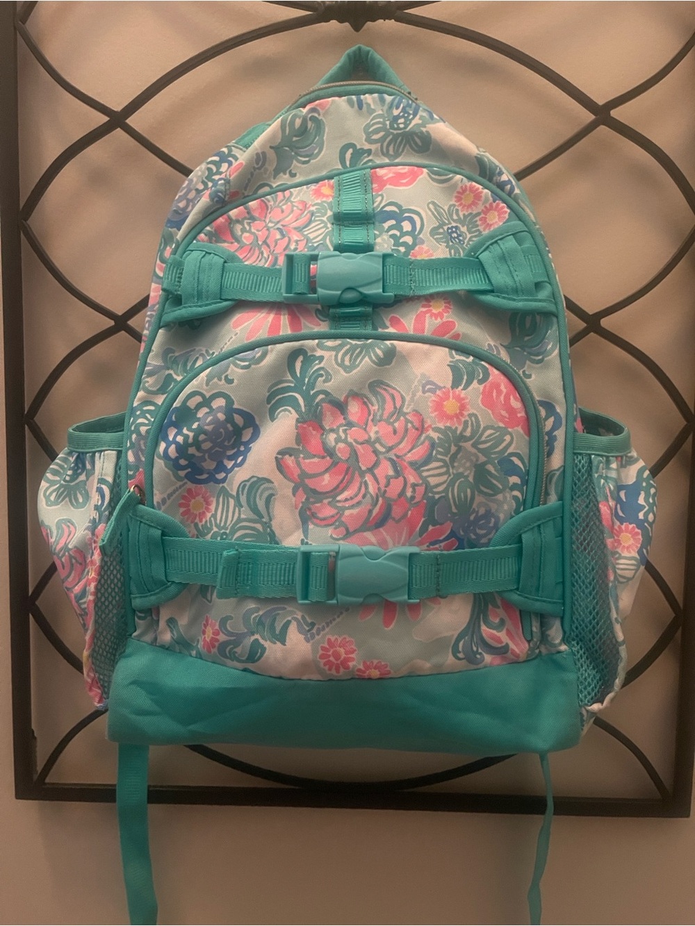 Lilly Pulitzer Floral Backpack - Turquoise & Pink
